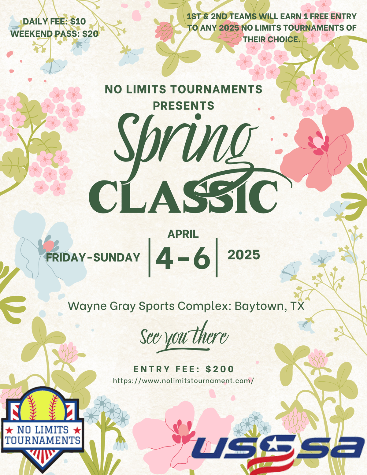🌟 Spring Into Action with USSSA No Limits Tournaments in Baytown!