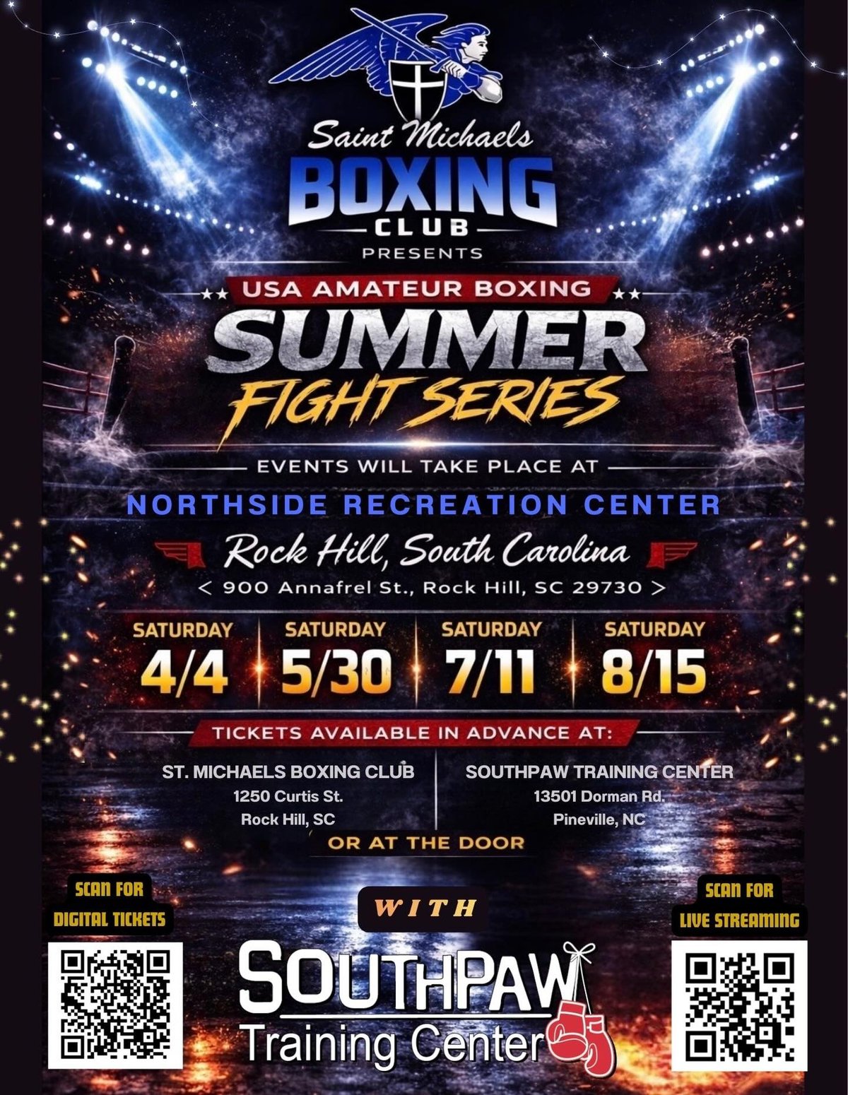 Saint Michaels Boxing Club Presents Summer Fight Series 4/4, 5/30, 7/11, 8/15