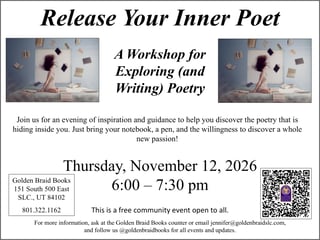 Writing Workshop Series: Release Your Inner Poet