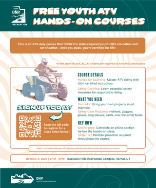 Free Youth <18 ATV Hands on Course in Vernal