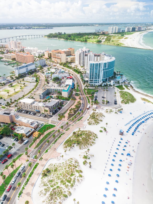 Aerial of Clearwater Beach and Opal Sands Resort - Clearwater Beach