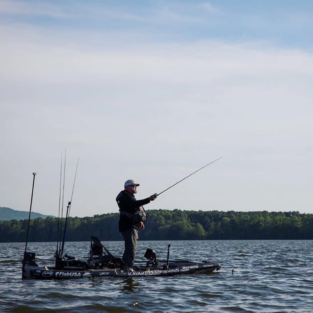Kayak Bass Fishing fisherman