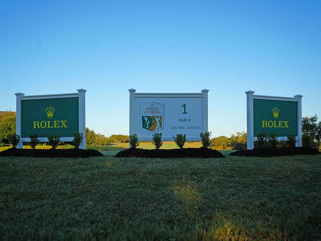 1 tee sign with 2 rolex signs - 2024 - Rolex Tournament of Champions (16).JPG