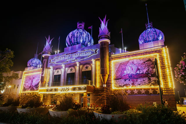 The Worlds Only Corn Palace 2026 purple night.jpg