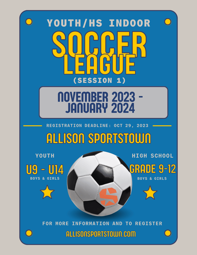 2023/2024 Youth/HS Indoor Soccer League (Session 1)