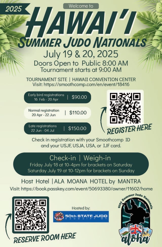 Hawaii 2025 Summer Judo Nationals USJF/USJA